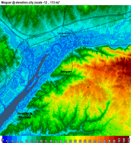 Zoom OUT 2x Moguer, Spain elevation map