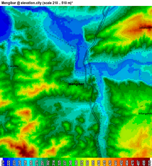 Zoom OUT 2x Mengibar, Spain elevation map