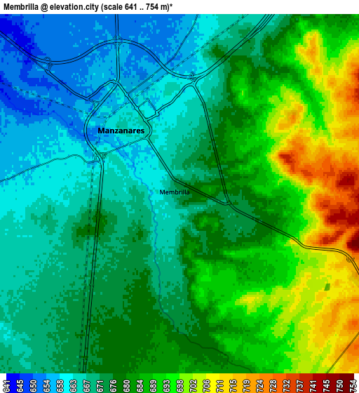 Zoom OUT 2x Membrilla, Spain elevation map