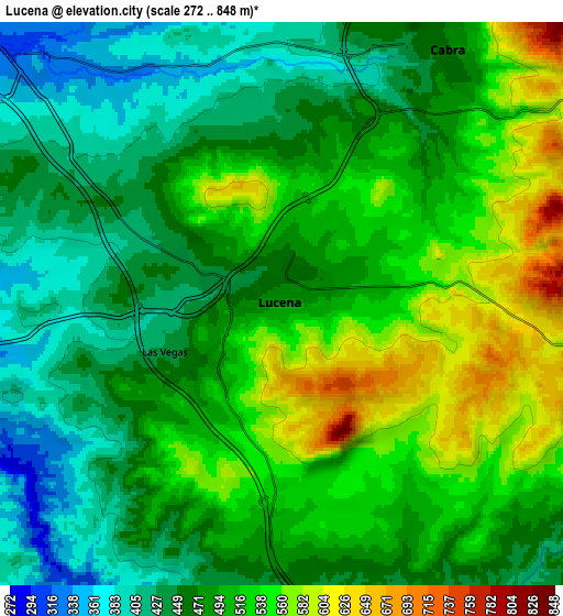 Zoom OUT 2x Lucena, Spain elevation map