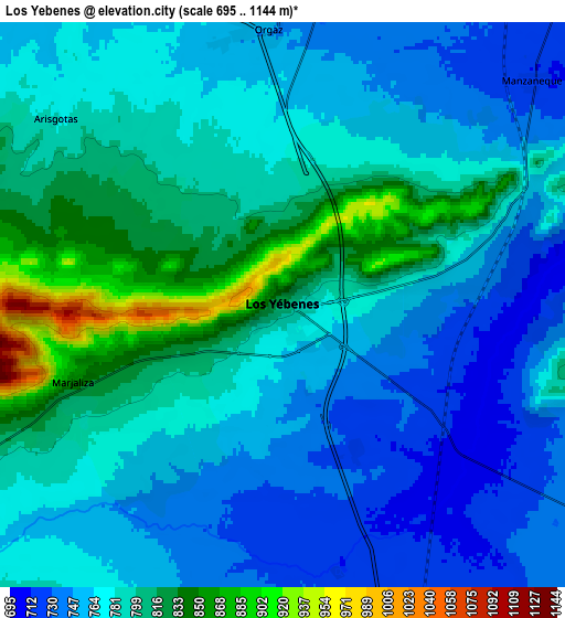 Zoom OUT 2x Los Yébenes, Spain elevation map