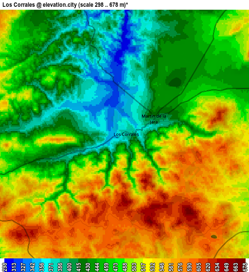 Zoom OUT 2x Los Corrales, Spain elevation map