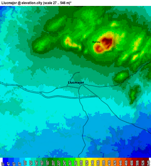 Zoom OUT 2x Llucmajor, Spain elevation map