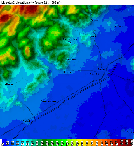 Zoom OUT 2x Lloseta, Spain elevation map