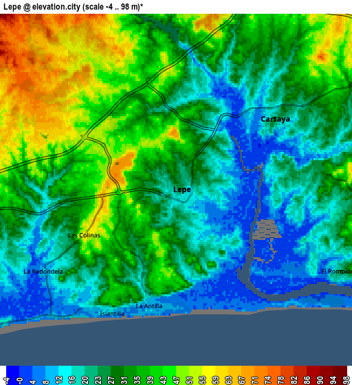 Zoom OUT 2x Lepe, Spain elevation map