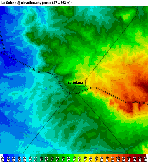 Zoom OUT 2x La Solana, Spain elevation map