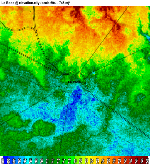 Zoom OUT 2x La Roda, Spain elevation map