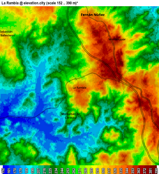 Zoom OUT 2x La Rambla, Spain elevation map