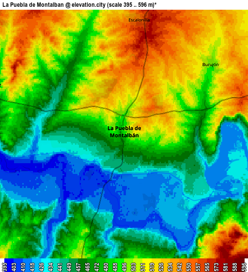 Zoom OUT 2x La Puebla de Montalbán, Spain elevation map