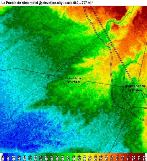 Zoom OUT 2x La Puebla de Almoradiel, Spain elevation map