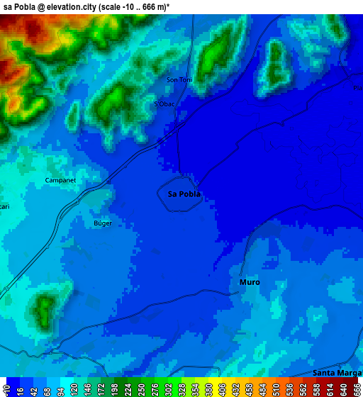 Zoom OUT 2x sa Pobla, Spain elevation map