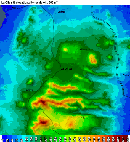 Zoom OUT 2x La Oliva, Spain elevation map