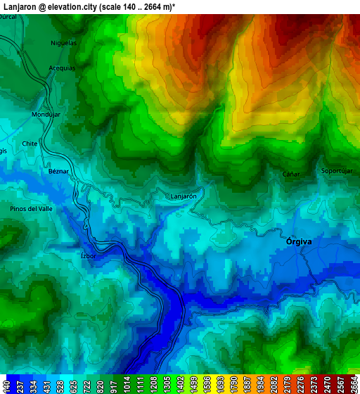 Zoom OUT 2x Lanjarón, Spain elevation map