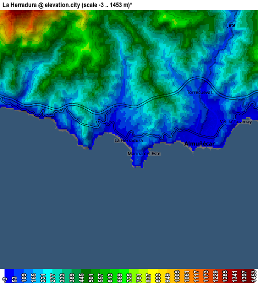 Zoom OUT 2x La Herradura, Spain elevation map