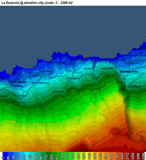 Zoom OUT 2x La Guancha, Spain elevation map