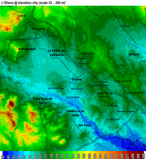 Zoom OUT 2x L'Eliana, Spain elevation map