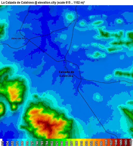 Zoom OUT 2x La Calzada de Calatrava, Spain elevation map