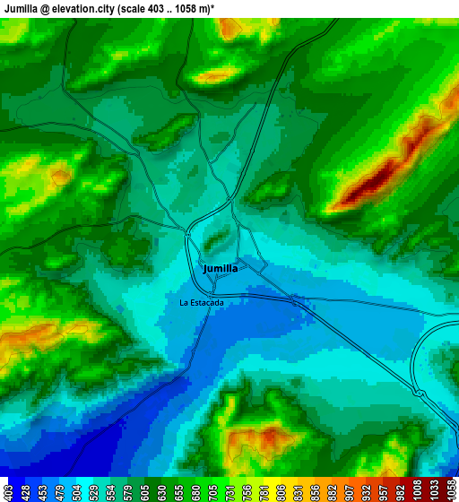 Zoom OUT 2x Jumilla, Spain elevation map