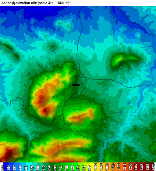 Zoom OUT 2x Jódar, Spain elevation map