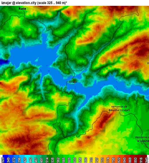 Zoom OUT 2x Iznájar, Spain elevation map