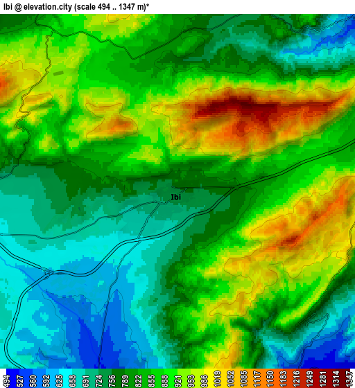 Zoom OUT 2x Ibi, Spain elevation map