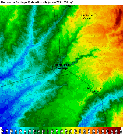 Zoom OUT 2x Horcajo de Santiago, Spain elevation map