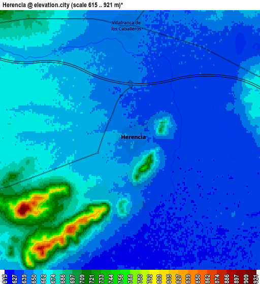 Zoom OUT 2x Herencia, Spain elevation map