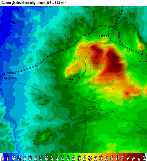 Zoom OUT 2x Gilena, Spain elevation map