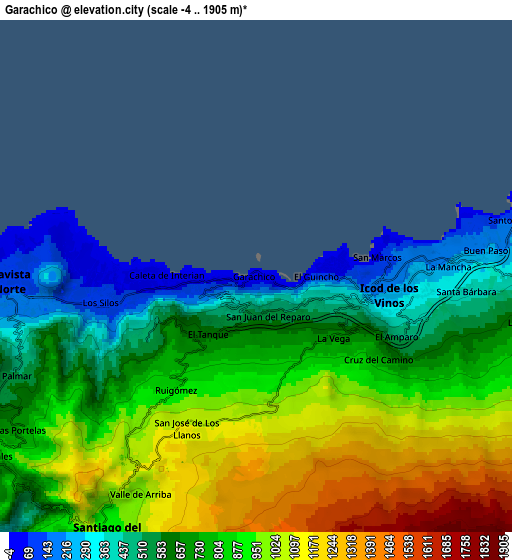 Zoom OUT 2x Garachico, Spain elevation map