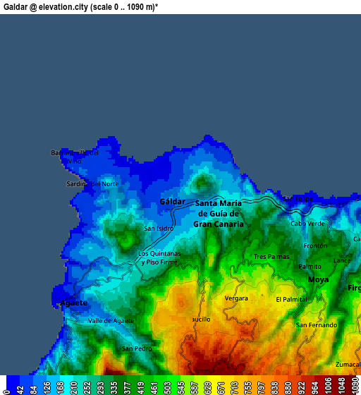 Zoom OUT 2x Gáldar, Spain elevation map