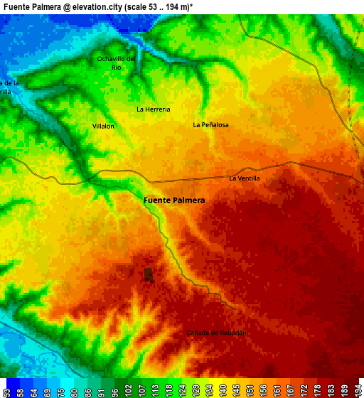 Zoom OUT 2x Fuente Palmera, Spain elevation map