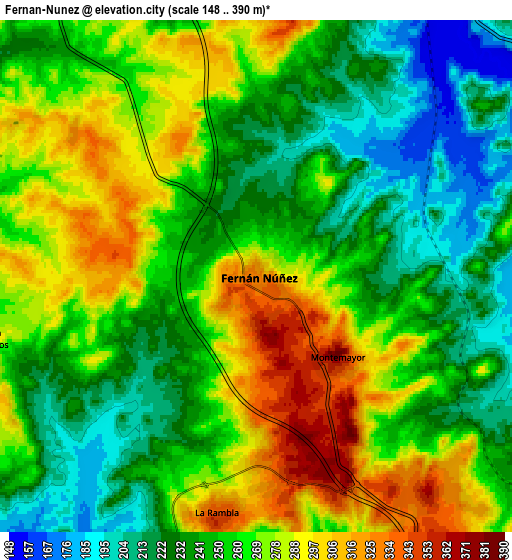 Zoom OUT 2x Fernán-Núñez, Spain elevation map