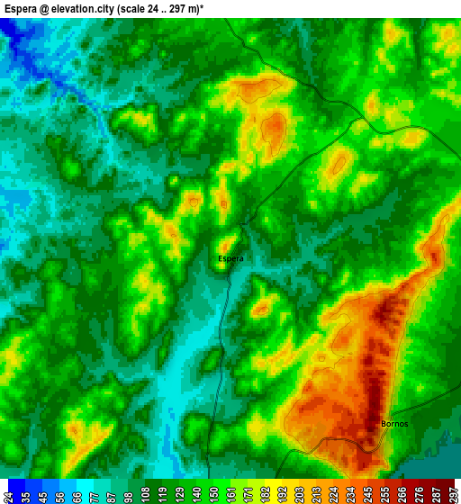 Zoom OUT 2x Espera, Spain elevation map