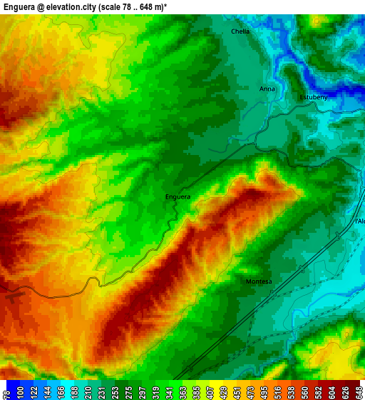 Zoom OUT 2x Enguera, Spain elevation map