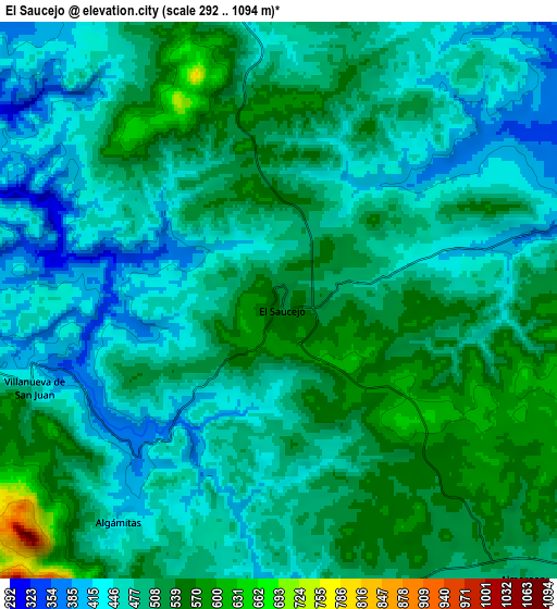 Zoom OUT 2x El Saucejo, Spain elevation map