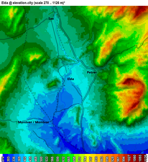 Zoom OUT 2x Elda, Spain elevation map