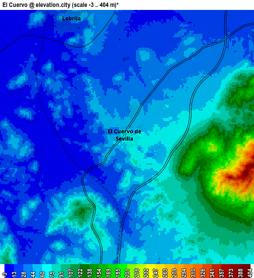 Zoom OUT 2x El Cuervo, Spain elevation map