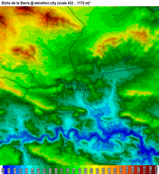 Zoom OUT 2x Elche de la Sierra, Spain elevation map