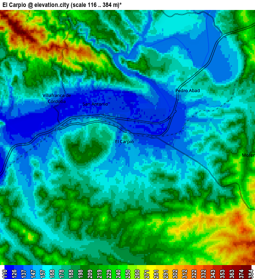 Zoom OUT 2x El Carpio, Spain elevation map