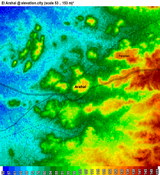 Zoom OUT 2x El Arahal, Spain elevation map