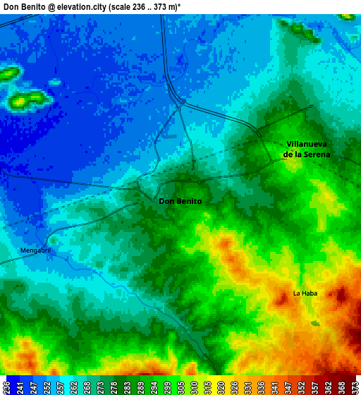 Zoom OUT 2x Don Benito, Spain elevation map