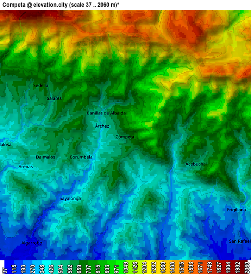 Zoom OUT 2x Cómpeta, Spain elevation map