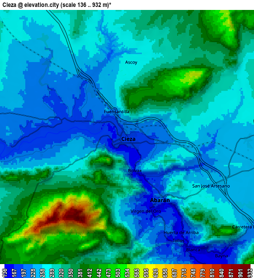 Zoom OUT 2x Cieza, Spain elevation map