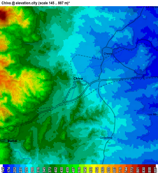 Zoom OUT 2x Chiva, Spain elevation map