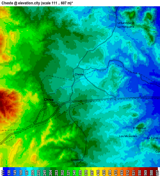 Zoom OUT 2x Cheste, Spain elevation map