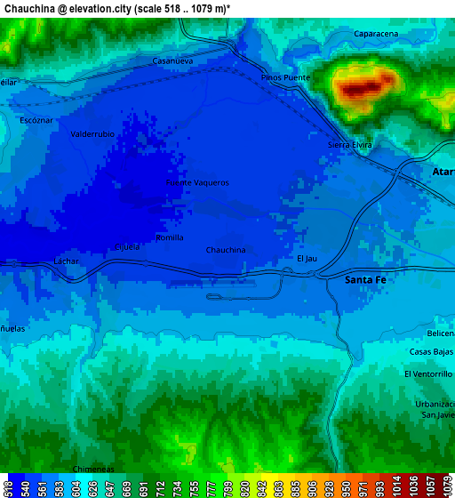 Zoom OUT 2x Chauchina, Spain elevation map