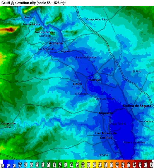 Zoom OUT 2x Ceuti, Spain elevation map