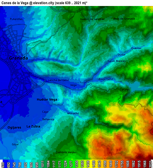 Zoom OUT 2x Cenes de la Vega, Spain elevation map