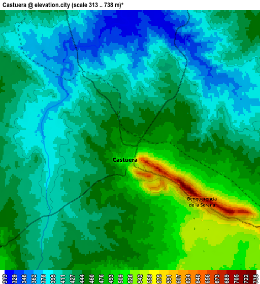 Zoom OUT 2x Castuera, Spain elevation map