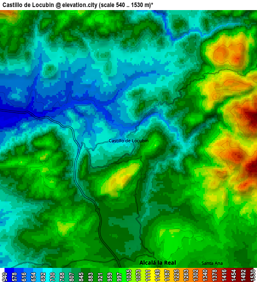 Zoom OUT 2x Castillo de Locubín, Spain elevation map